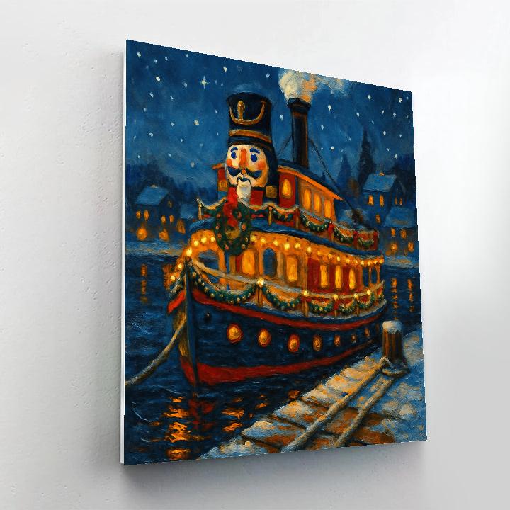 Nutcracker Riverboat On The Snowy Harbor paint by color