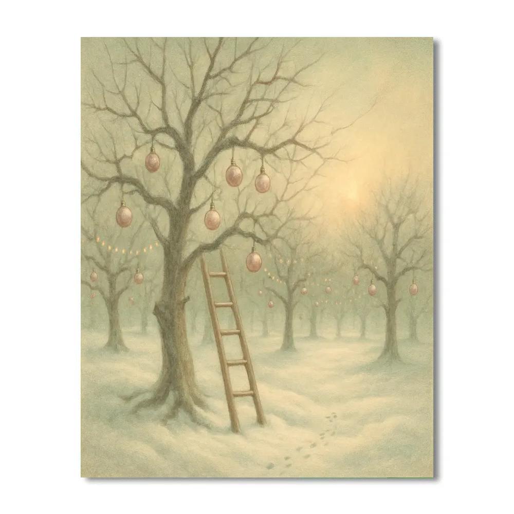 The Snowy Orchard Of Hanging Ornaments Painting by numbers kit