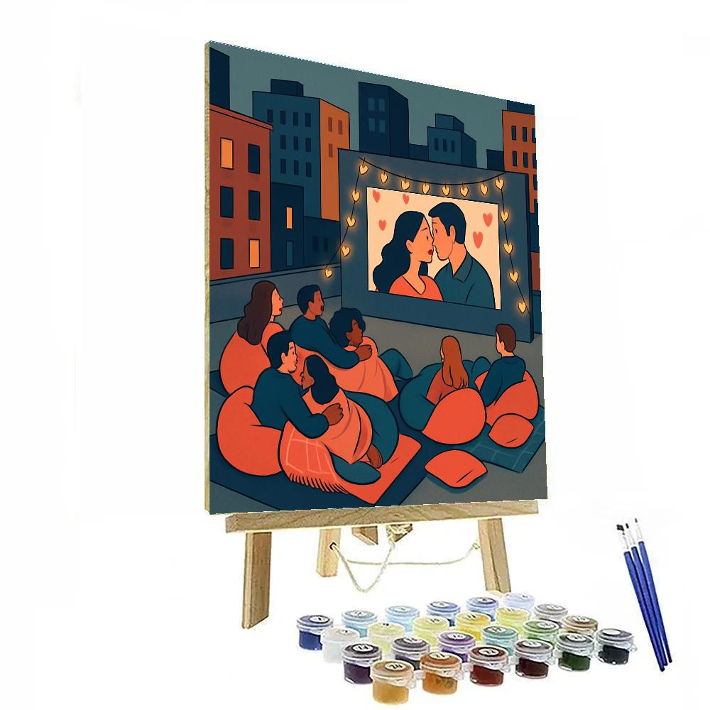 Rooftop Cinema Under Valentines Day Skies Painting by numbers kit