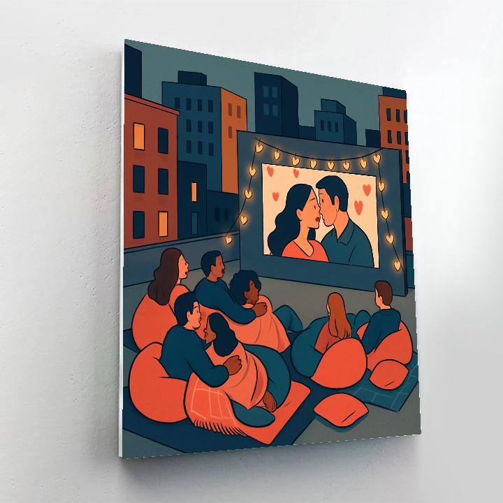 Rooftop Cinema Under Valentines Day Skies Painting by numbers kit
