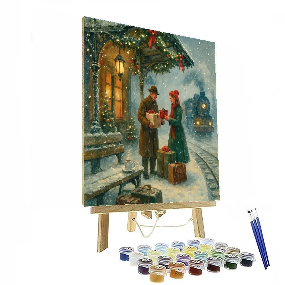 Frosted Train Station Gift Exchange Numbered painting kits