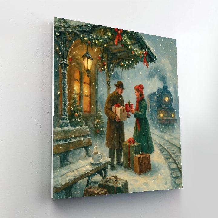 Frosted Train Station Gift Exchange Numbered painting kits