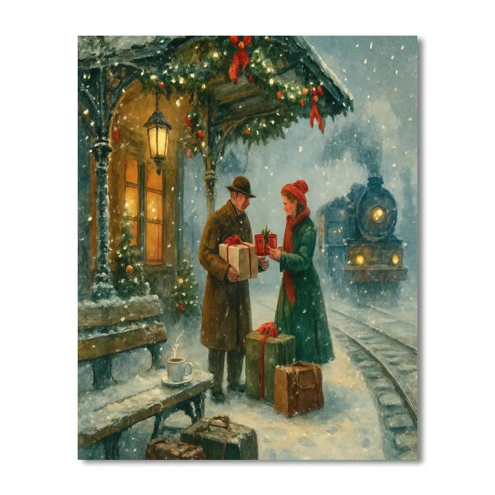 Frosted Train Station Gift Exchange Numbered painting kits
