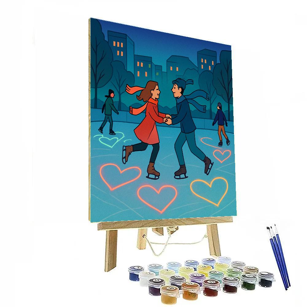 Skating Rink Heart Trail Valentines Day paint by color