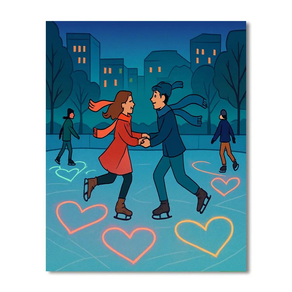 Skating Rink Heart Trail Valentines Day paint by color