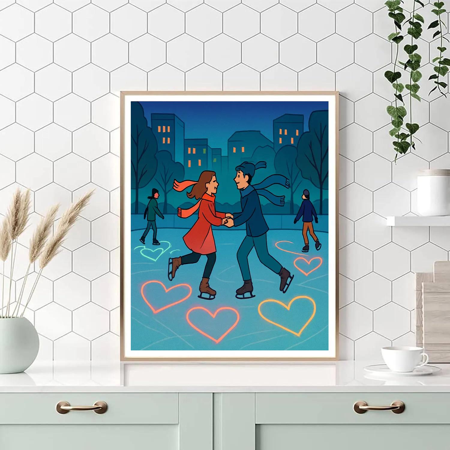 Skating Rink Heart Trail Valentines Day paint by color