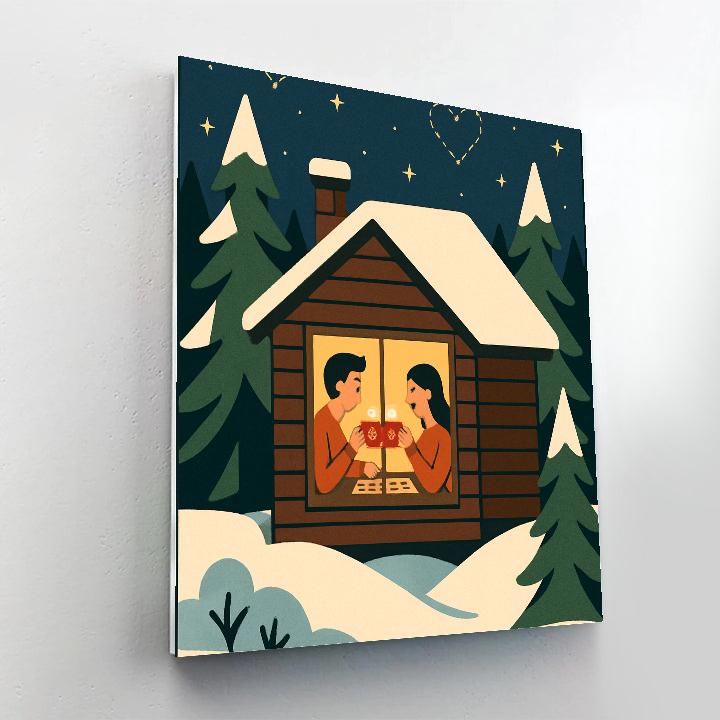 Forest Cabin Cocoa On Valentines Day painting number kit