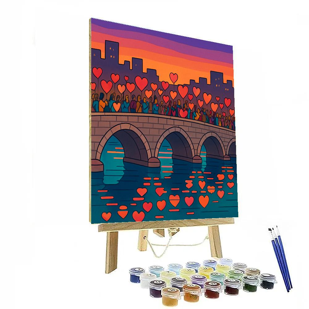 Valentines Day City Bridge Lantern Parade Paint by numbers art