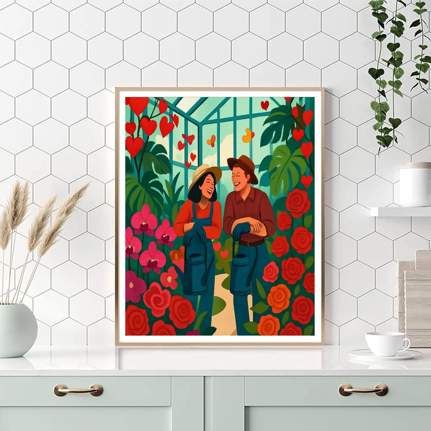 Secret Greenhouse Valentines Day Rendezvous Numbered painting kits