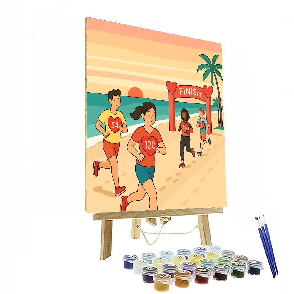 Sunrise Beach Run Valentines Day Challenge paint by number