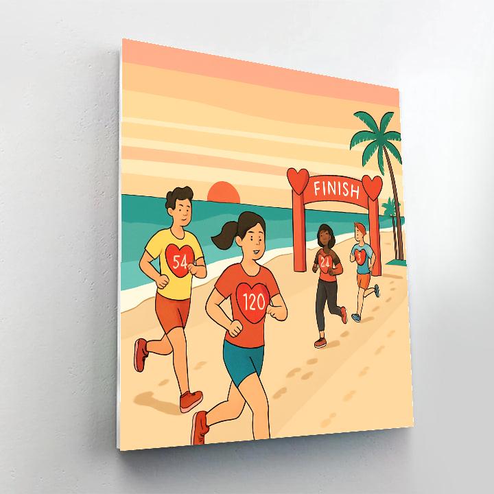 Sunrise Beach Run Valentines Day Challenge paint by number