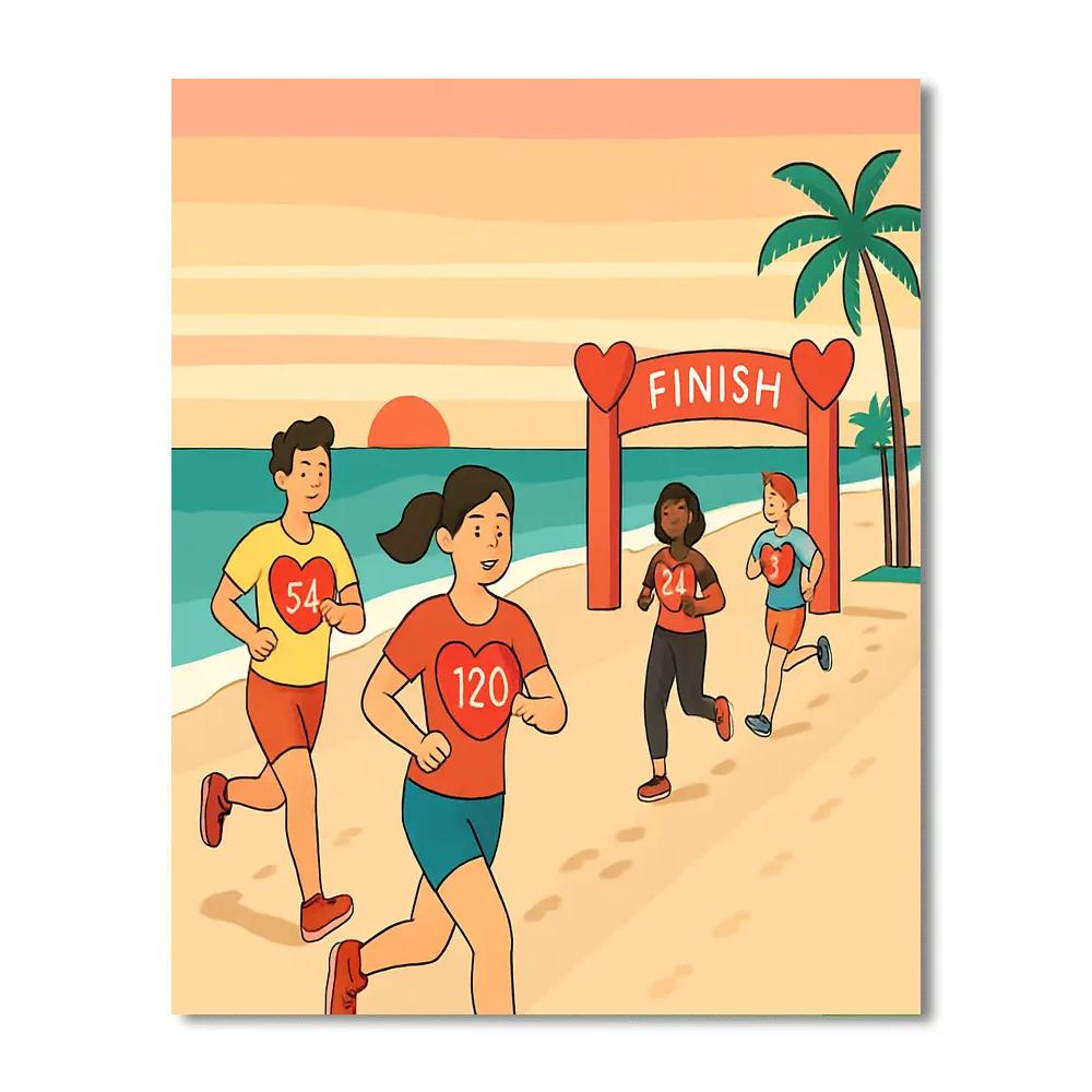 Sunrise Beach Run Valentines Day Challenge paint by number