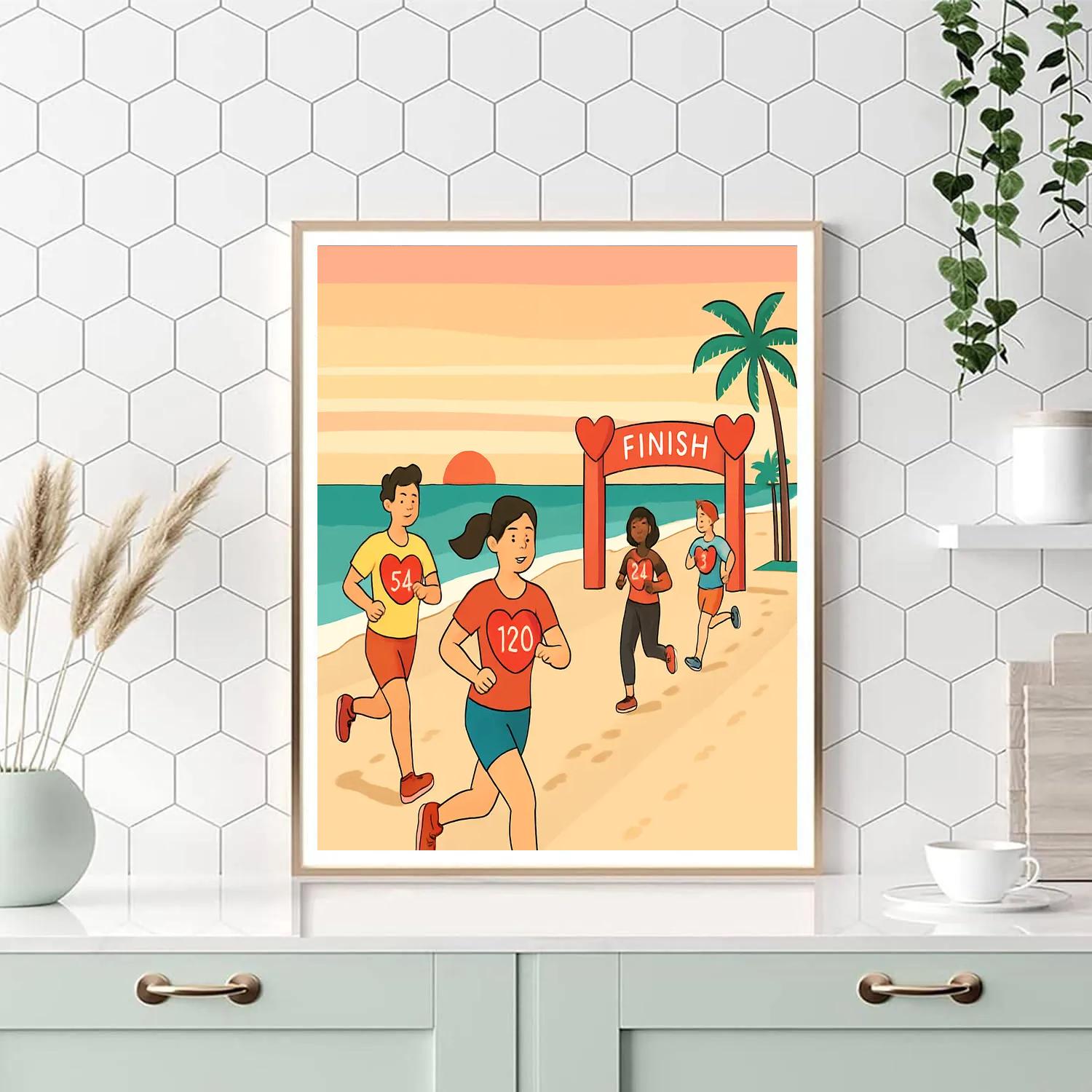 Sunrise Beach Run Valentines Day Challenge paint by number