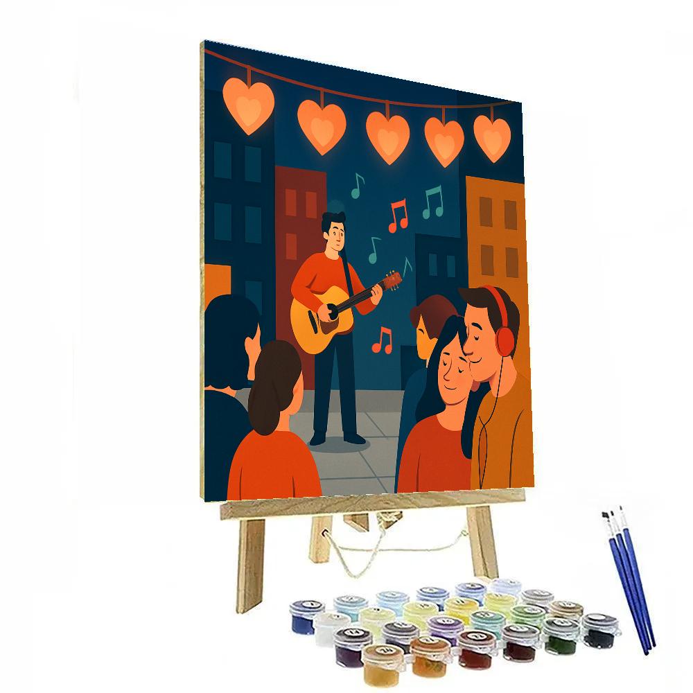 Street Music Serenade Valentines Day Evening Number painting