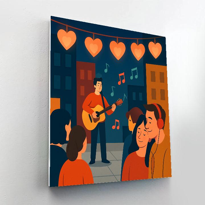 Street Music Serenade Valentines Day Evening Number painting