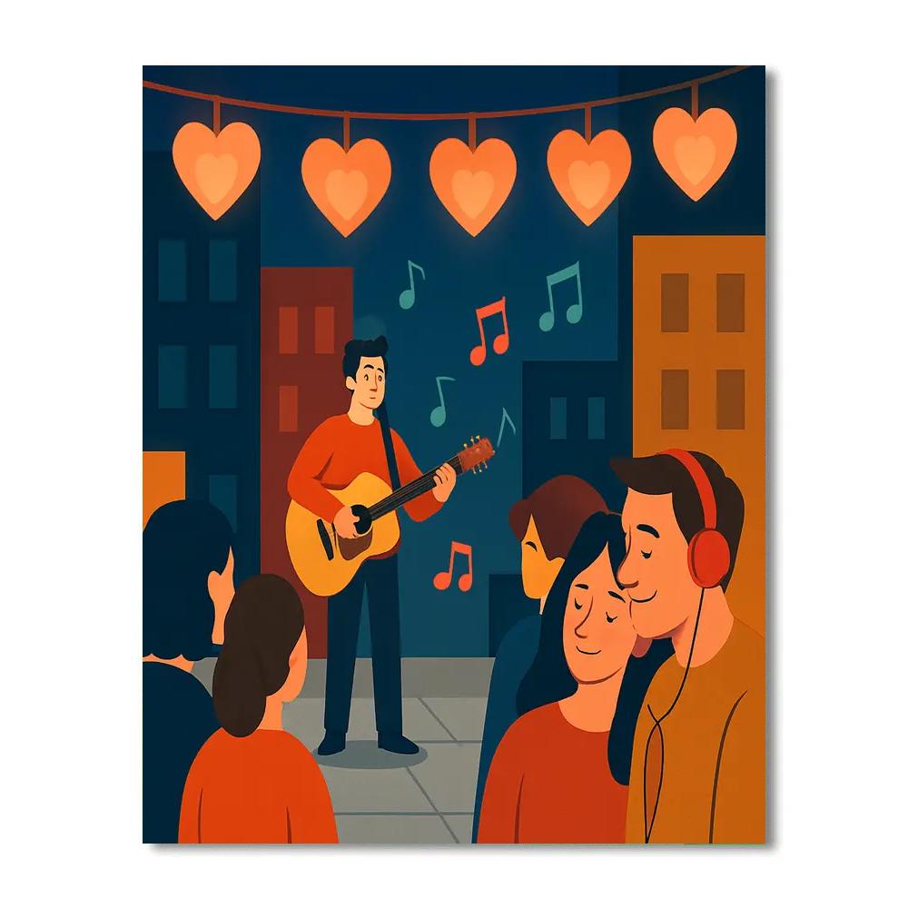 Street Music Serenade Valentines Day Evening Number painting