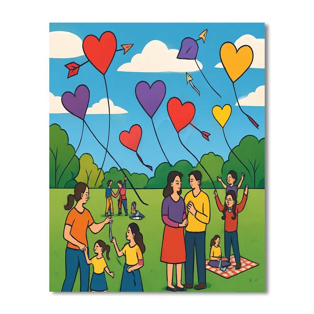 City Park Valentines Day Kite Festival DIY paint by numbers