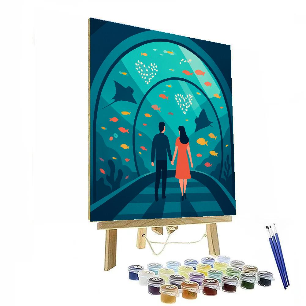 Aquarium Tunnel Valentines Day Glow painting number kit
