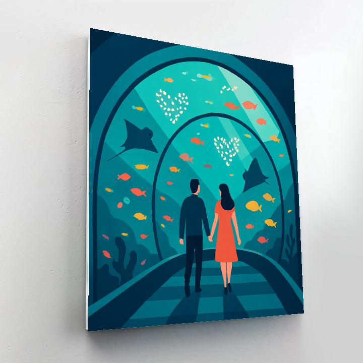 Aquarium Tunnel Valentines Day Glow painting number kit