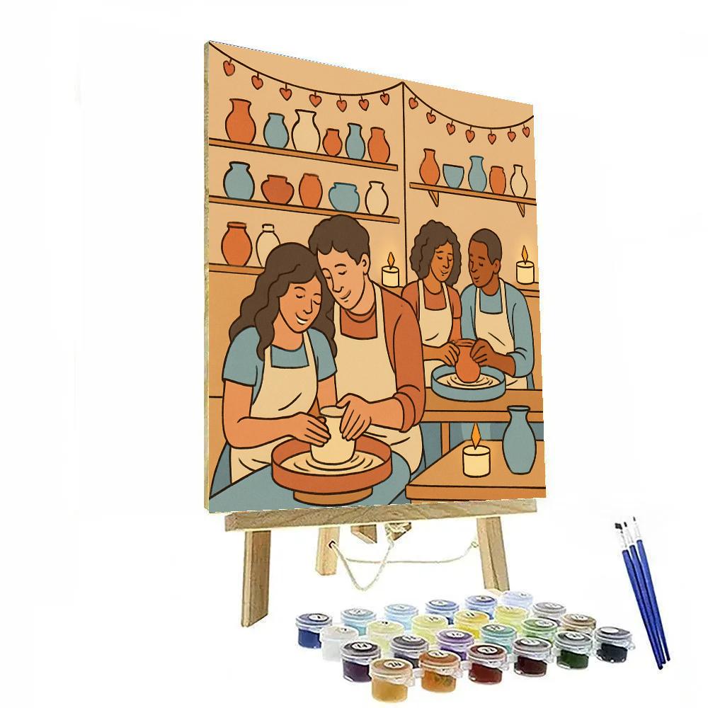 Candlelit Pottery Class Valentines Day Night paint by numbers