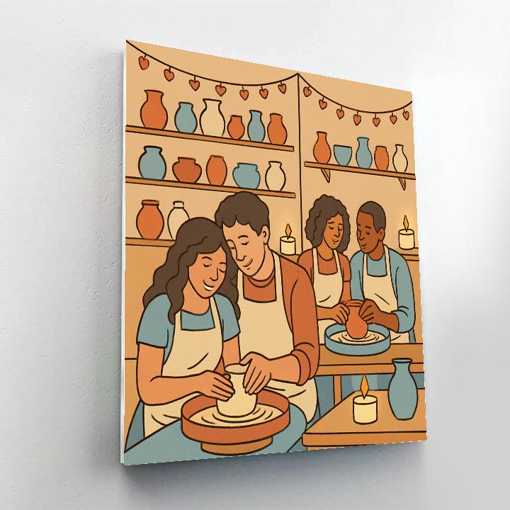 Candlelit Pottery Class Valentines Day Night paint by numbers