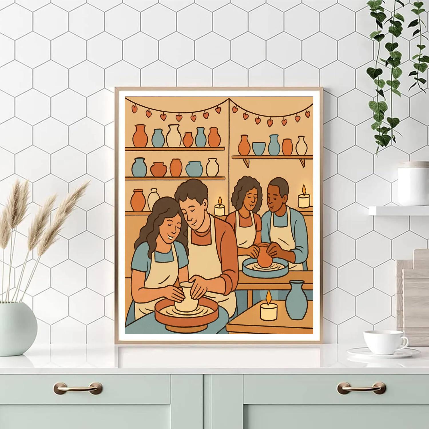 Candlelit Pottery Class Valentines Day Night paint by numbers