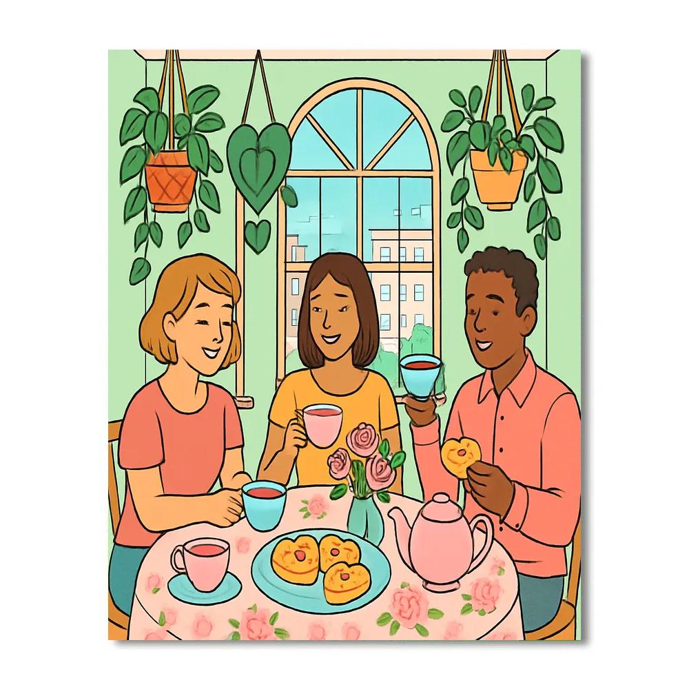 Botanical Tea Room Valentines Day Brunch paint by color