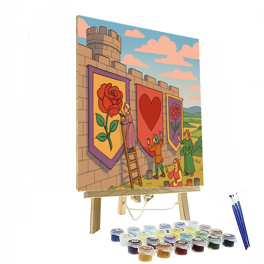 Castle Rampart Valentines Day Banner Painting Number painting