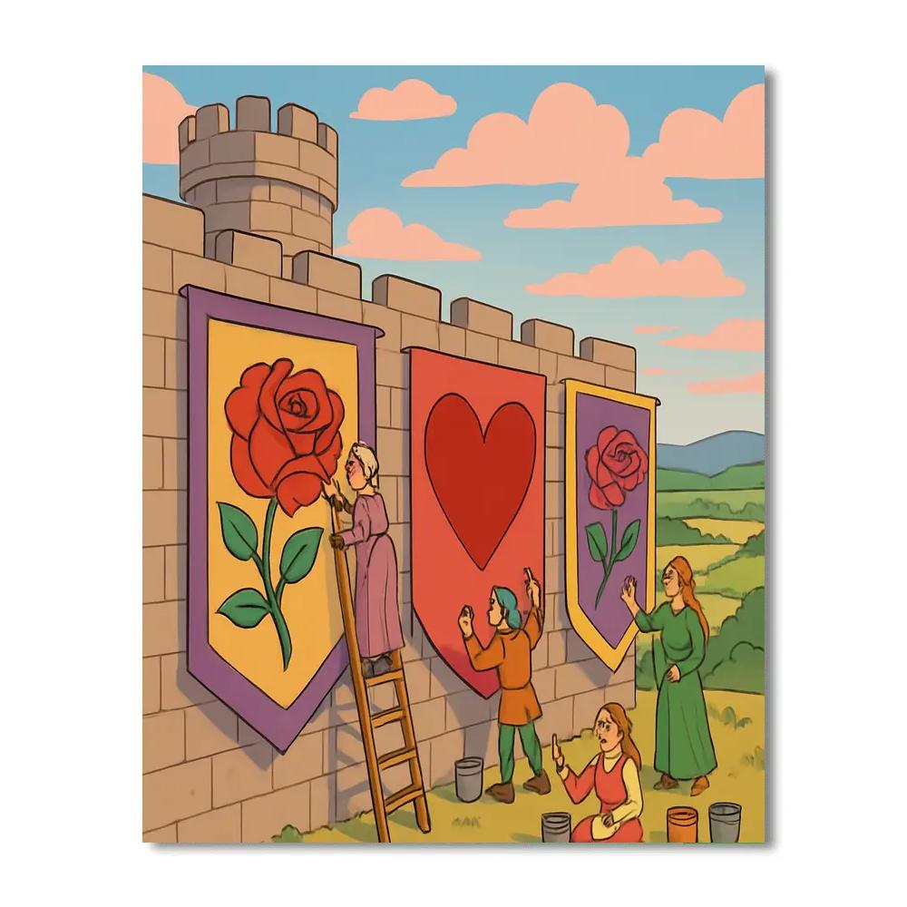 Castle Rampart Valentines Day Banner Painting Number painting