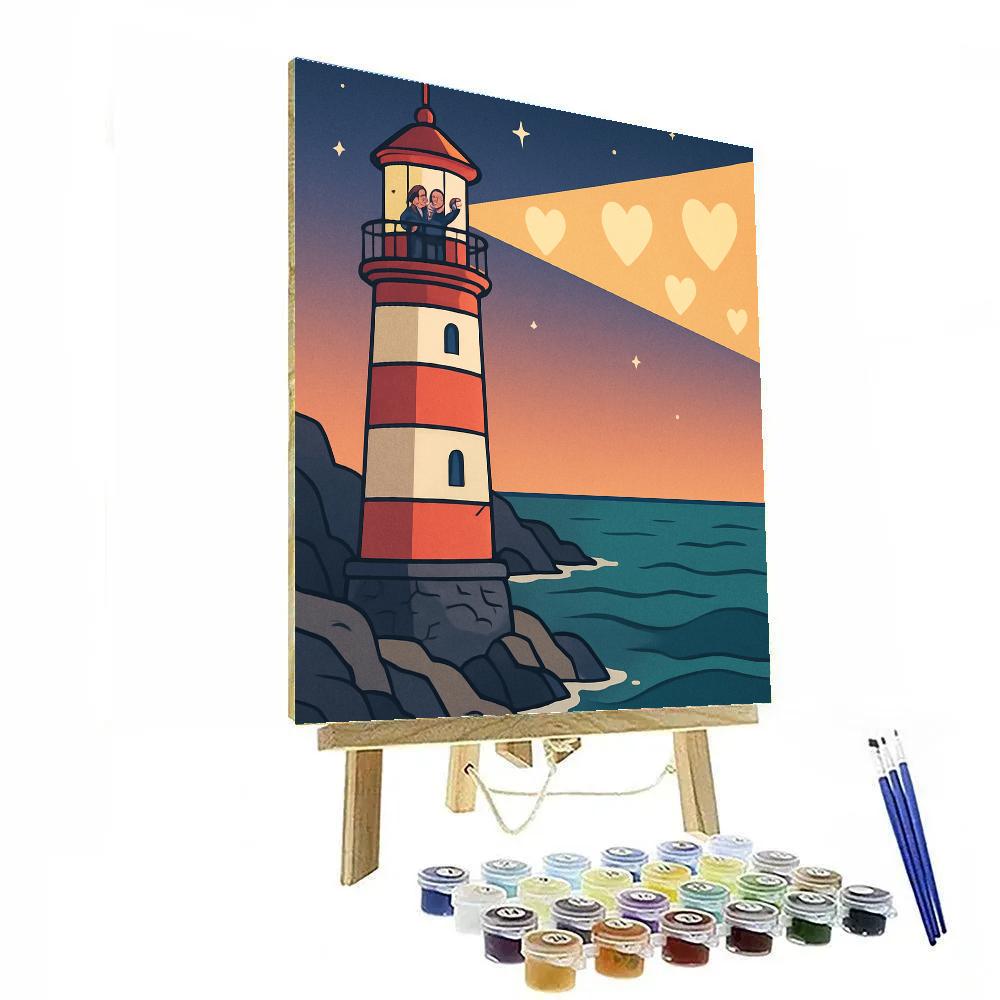 Valentines Day Lighthouse Signal Of Hearts Numbered painting kits