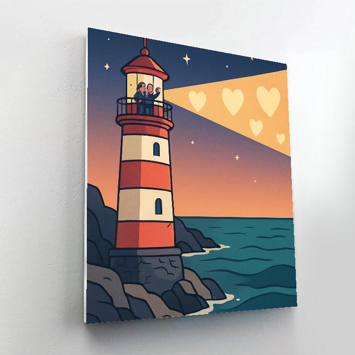 Valentines Day Lighthouse Signal Of Hearts Numbered painting kits