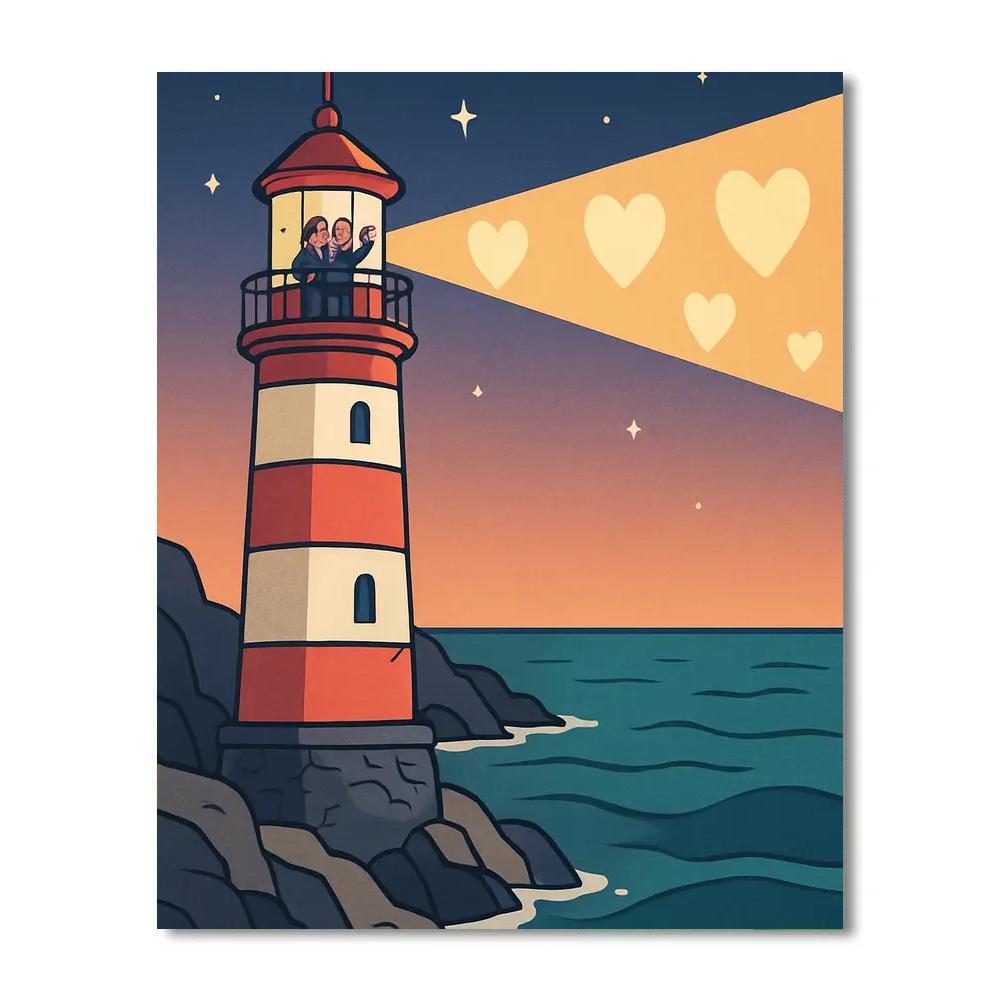 Valentines Day Lighthouse Signal Of Hearts Numbered painting kits