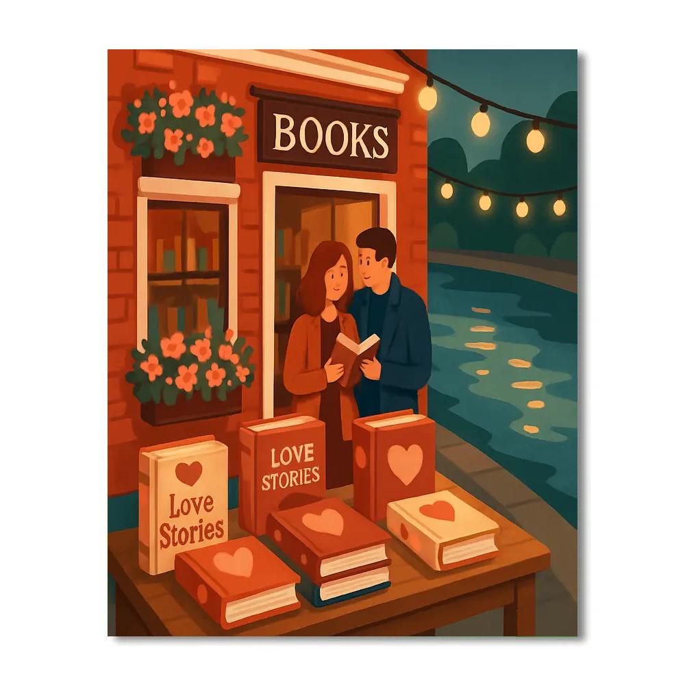 Riverside Bookshop Valentines Day Display Painting by numbers kit