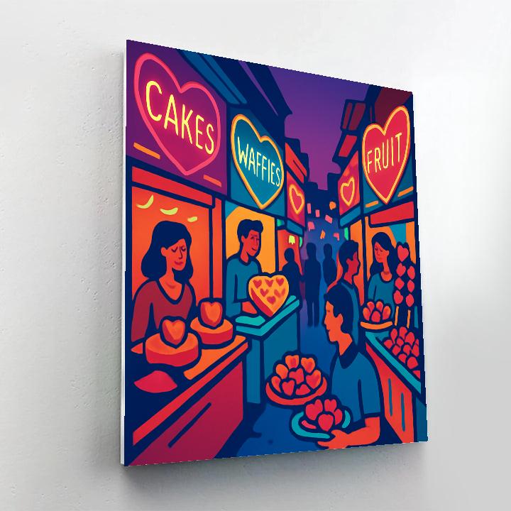 Night Market Dessert Row Valentines Day paint by number