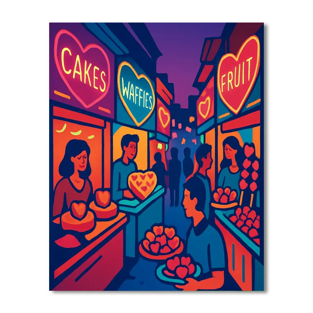 Night Market Dessert Row Valentines Day paint by number