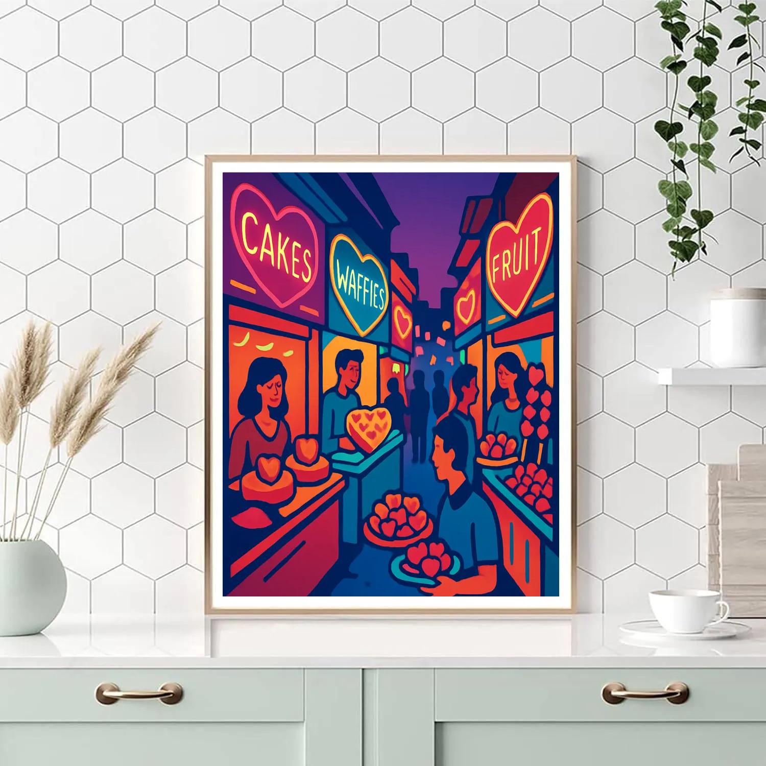 Night Market Dessert Row Valentines Day paint by number