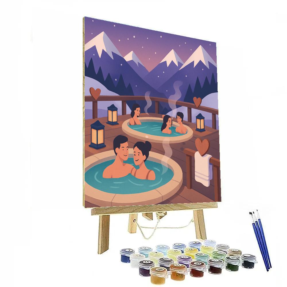 Valentines Day Mountain Hot Spring Retreat painting number kit