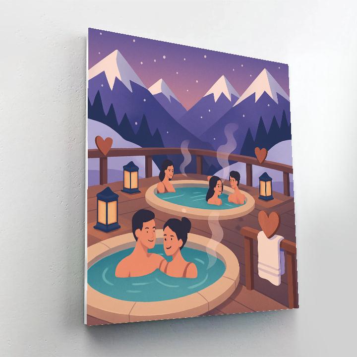 Valentines Day Mountain Hot Spring Retreat painting number kit