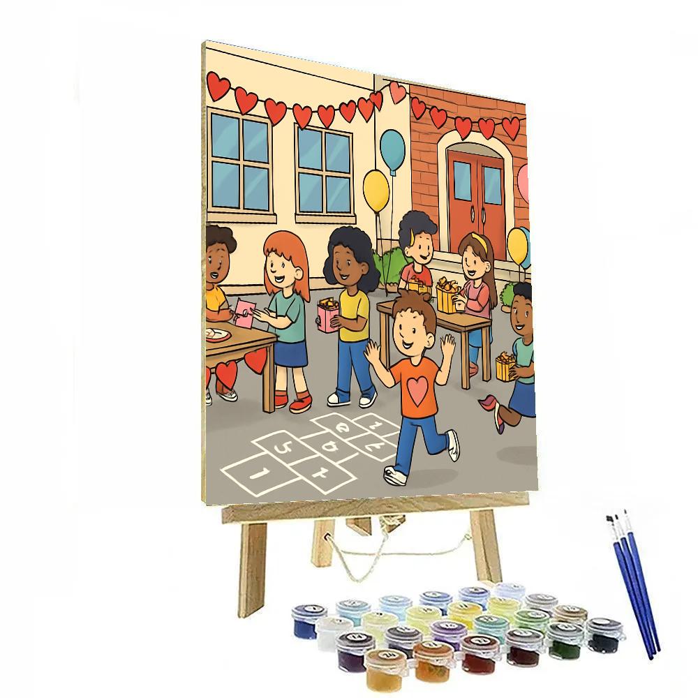 School Yard Valentines Day Friendship Fair paint by color