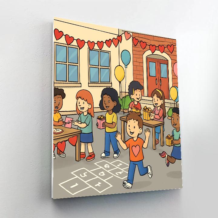 School Yard Valentines Day Friendship Fair paint by color