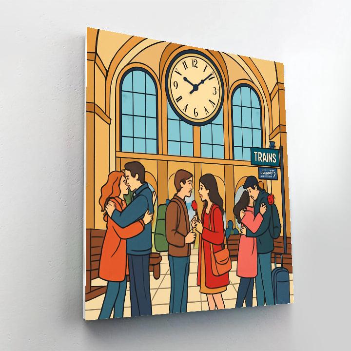Valentines Day Train Station Rose Arrival Painting by numbers kit