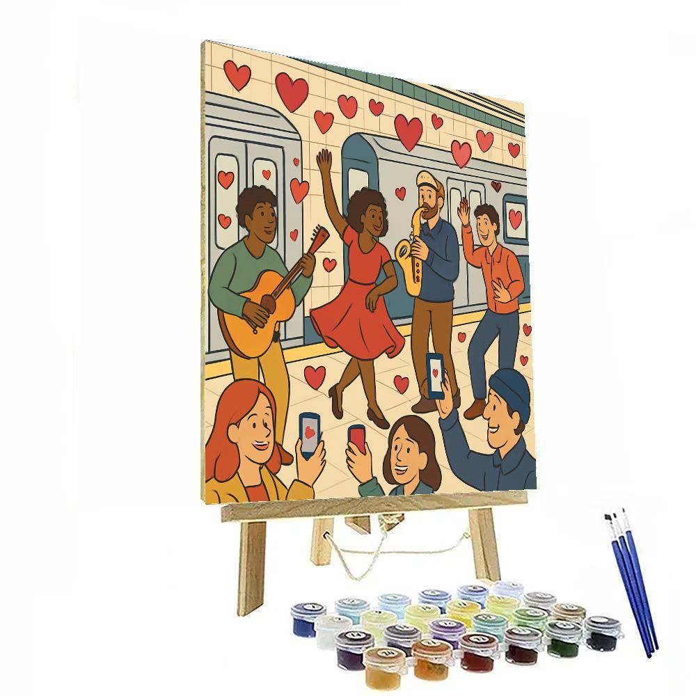 Subway Platform Valentines Day Music Flashmob Number painting