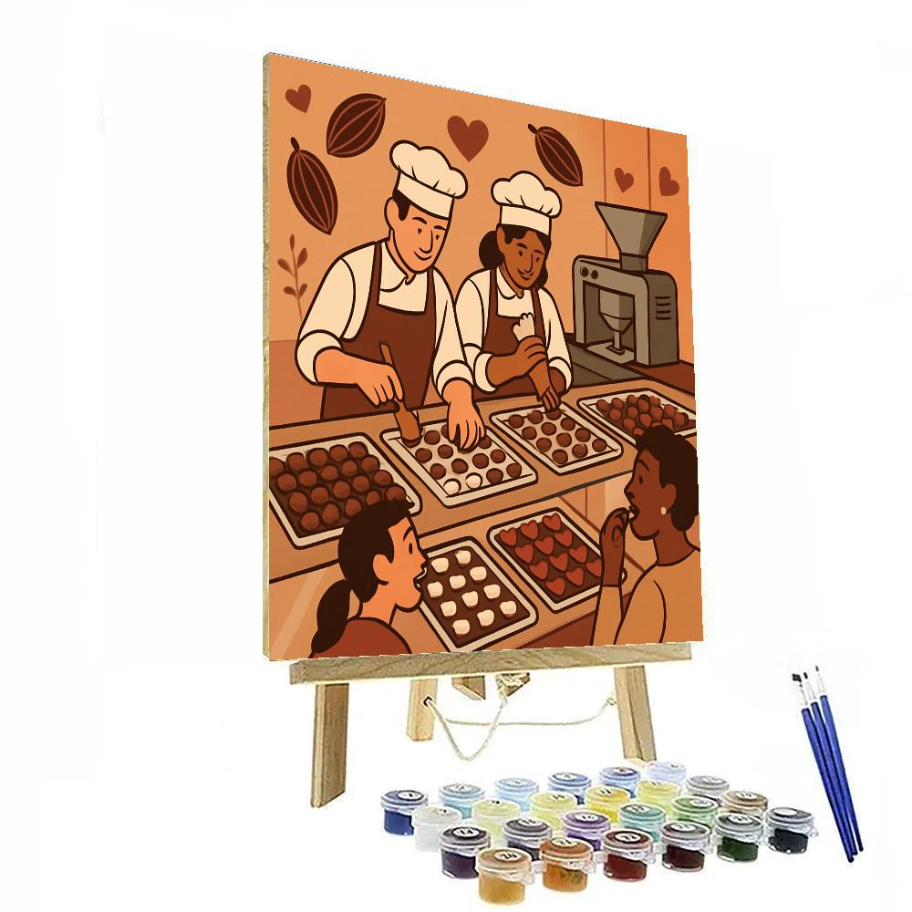 Valentines Day Artisan Chocolate Studio Tour paint by color