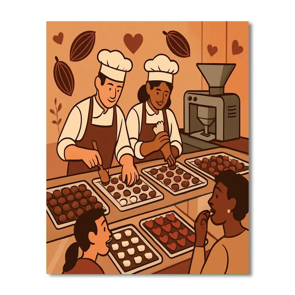 Valentines Day Artisan Chocolate Studio Tour paint by color