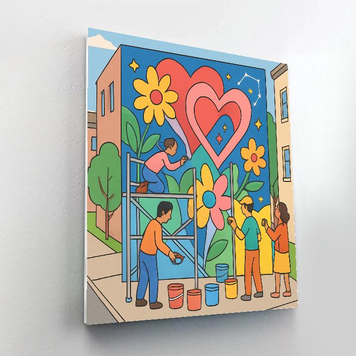 Community Mural Wall Valentines Day Hearts paint by color