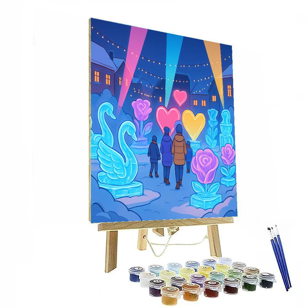 Valentines Day Ice Sculpture Plaza Paint by numbers art