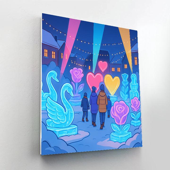 Valentines Day Ice Sculpture Plaza Paint by numbers art