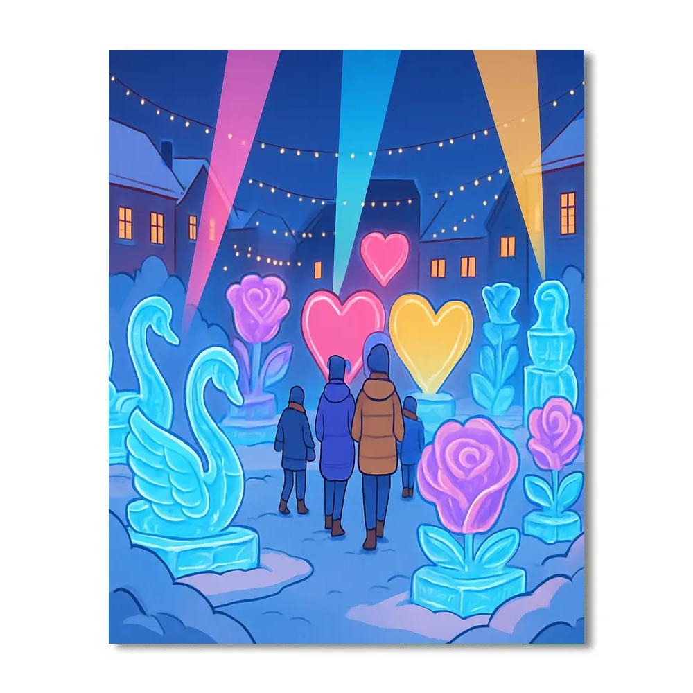 Valentines Day Ice Sculpture Plaza Paint by numbers art