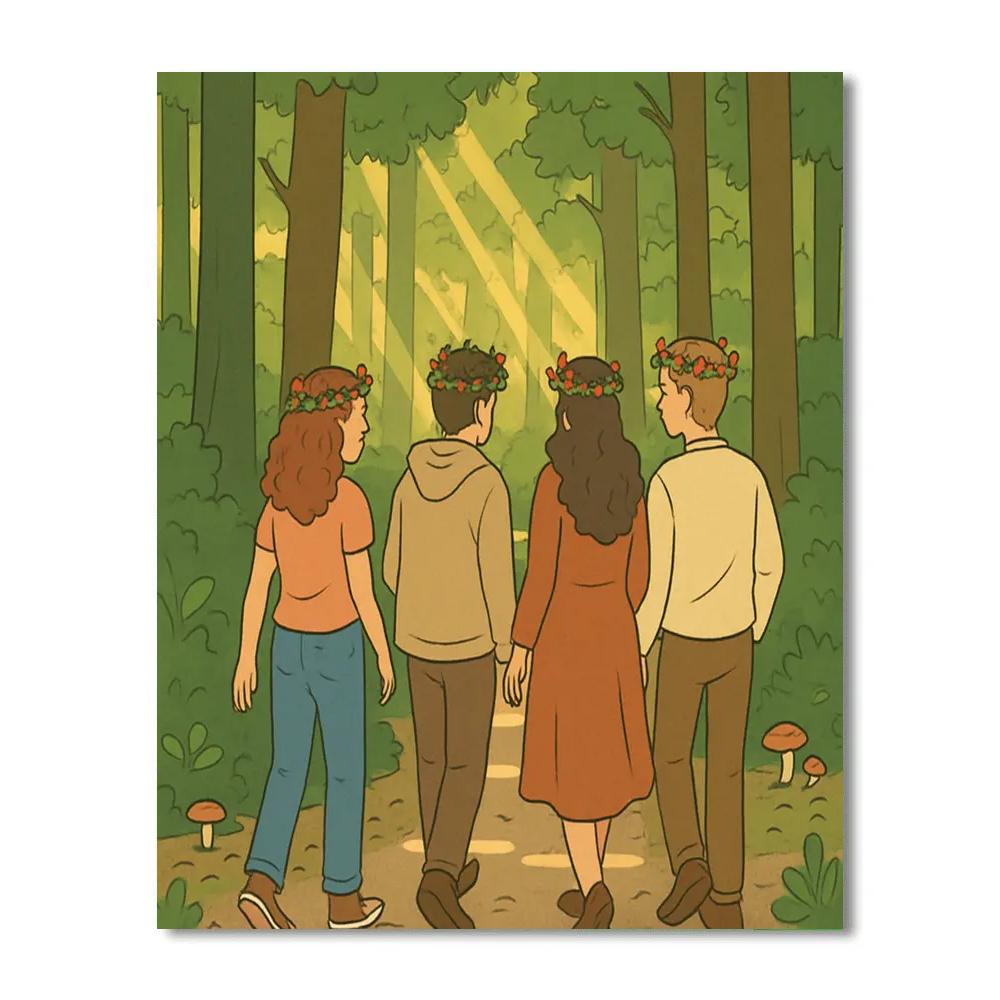 Valentines Day Flower Crown Forest Walk painting number kit