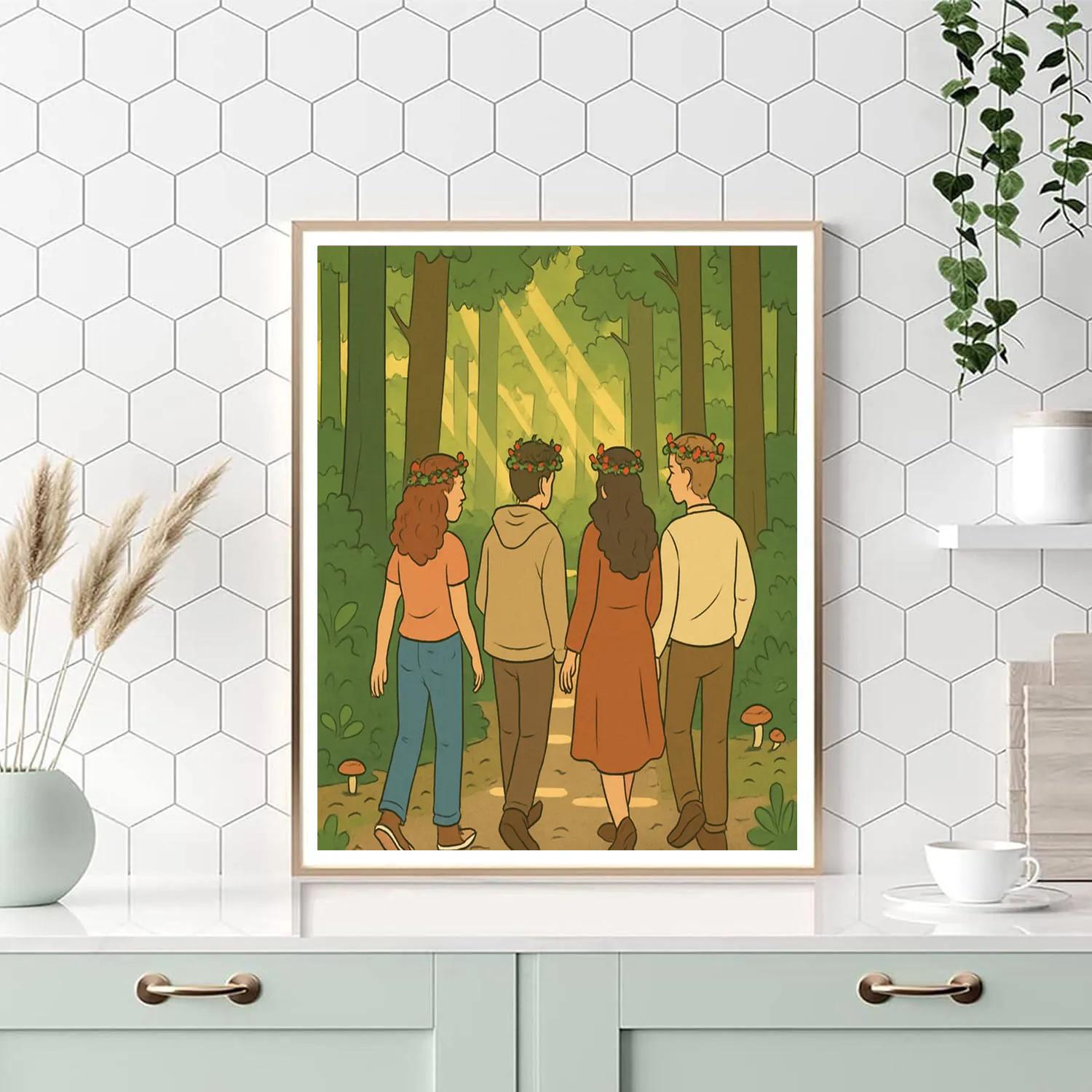 Valentines Day Flower Crown Forest Walk painting number kit